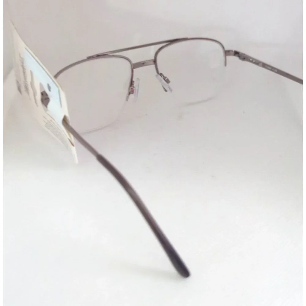 Dr. Dean Edell Reading Glasses Aviator Silver Half‎ Rimless Spring +1.00 #50820